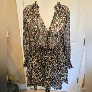 Chic Multicolor Lightweit Chiffon Patterned Dress